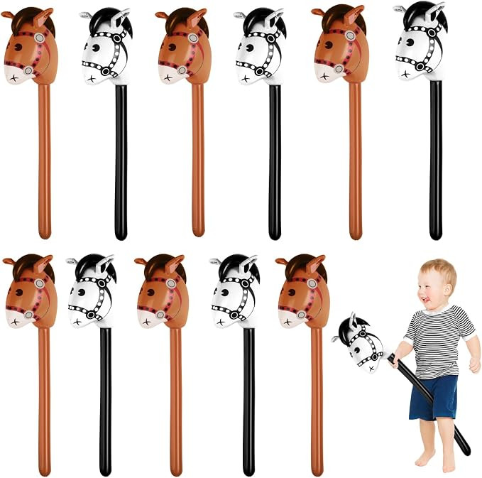 12pcs Inflatable Stick Horse, Horse Head Stick Balloon Inflatable Horse Stick Toy for Theme Birth... | Amazon (CA)