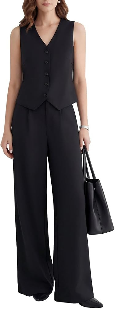 Women's 2 Piece Vest Pants Suits - Wrinkle-Free Waistcoat High End Business Dressy Outfits Formal... | Amazon (US)