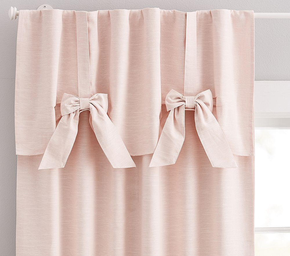 Evelyn Linen Blend Bow Valance Blackout Curtain PinterestXCopy LinkEmailPrint | Pottery Barn Kids