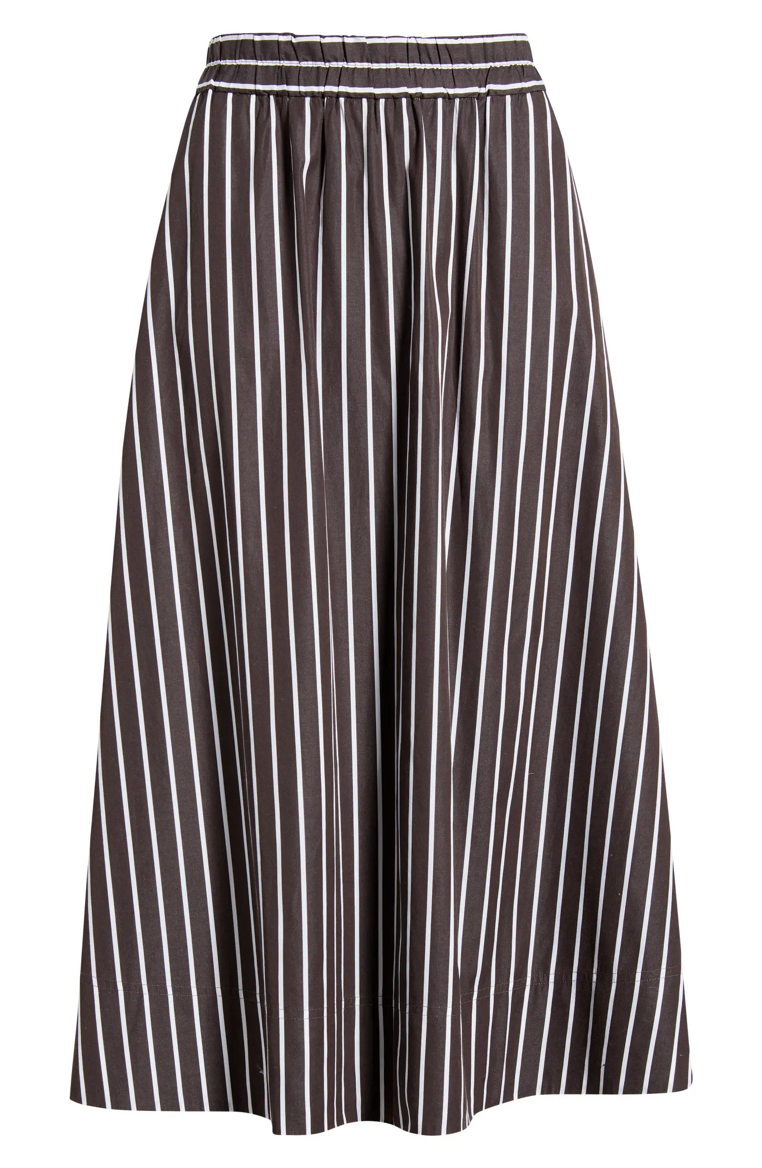 Stripe Cotton Poplin A-Line Midi Skirt | Nordstrom