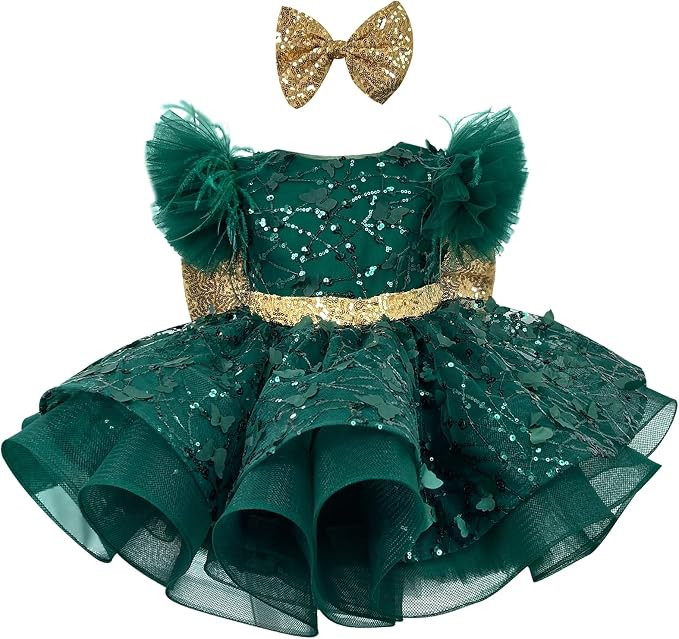 KLFFLGID Baby Girl Pageant Dress Up Flower Gir DressButterly Sequins for Toddler Girs Special Occ... | Amazon (US)