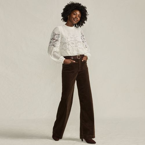 Women's High Rise Wide Leg Corduroy Pants - Lands' End - Brown - 10 | Lands' End (US)
