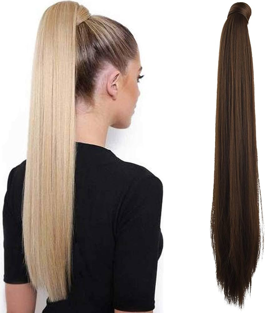 SEIKEA 28 Inch Clip in Ponytail Extension Wrap Around Long Straight Pony Tail Hair Synthetic Hair... | Amazon (US)