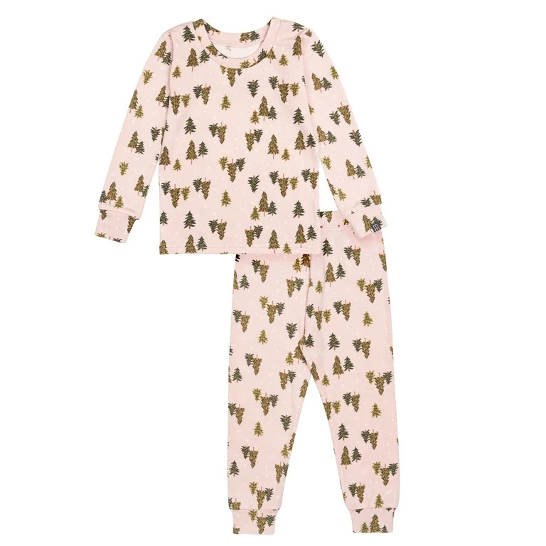 Modern Moments by Gerber Toddler Neutral Supper Soft Hacci Tight Fitting Christmas Pajama Set, 2-... | Walmart (US)