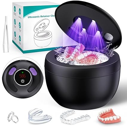 Upgraded Ultrasonic Retainer Cleaner Machine, 45kHz Ultrasonic Dentures Cleaner for Night Guards,... | Amazon (US)