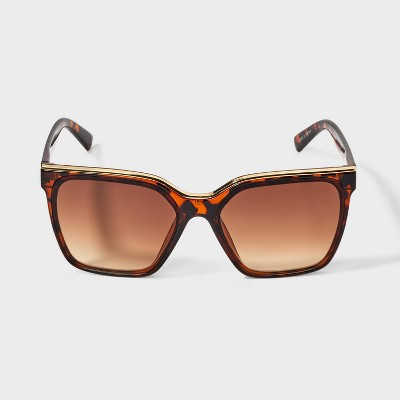 Women's Plastic Square with Metal Top Sunglasses - A New Day™ Brown | Target