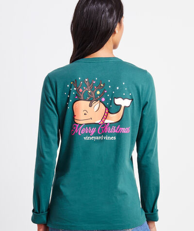 Women's Long-Sleeve Reindeer Whale Pocket Tee | vineyard vines