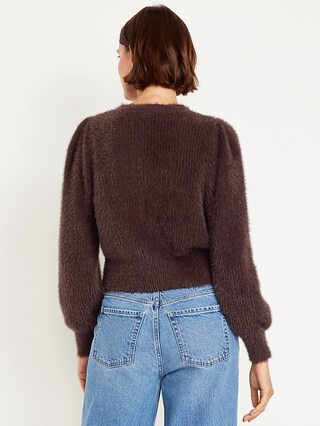 Cropped Eyelash Cardigan Sweater | Old Navy (US)