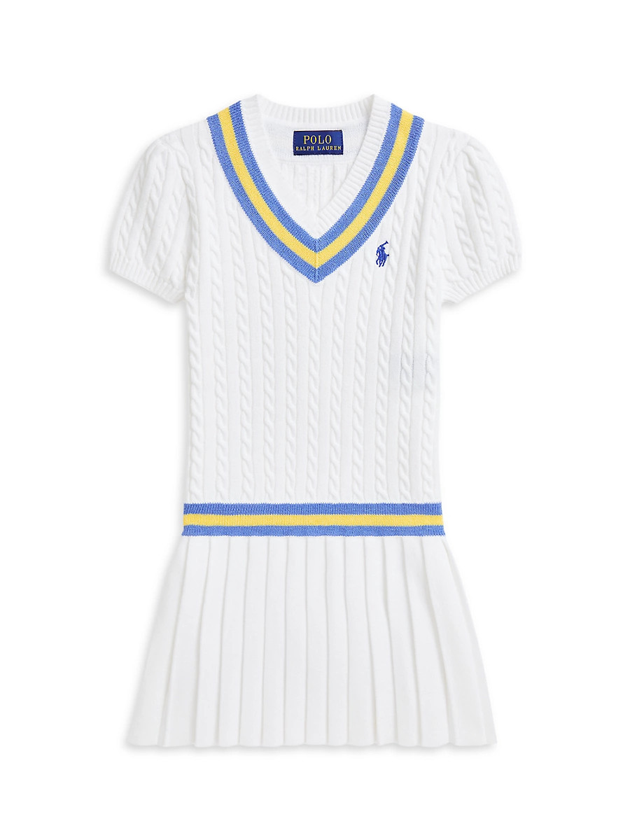 Little Girl's & Girl's Cable-Knit Dress - White Multi - Size 10 | Saks Fifth Avenue