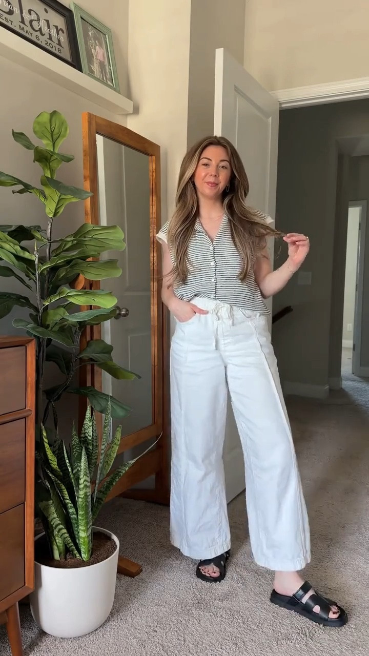Casual wfh ootd 🤍

short sleeve cardigan: small
Wide leg pants are old, but linked similar 

get dressed with me / casual style / elevated basics / spring outfit / sandals / comfy casual / for her / Heather Blair 

#LTKgrwm #LTKootd #LTKWorkwear