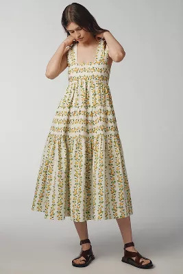 The Helena Square-Neck Tiered Midi Dress: Smocked Edition | Anthropologie (US)