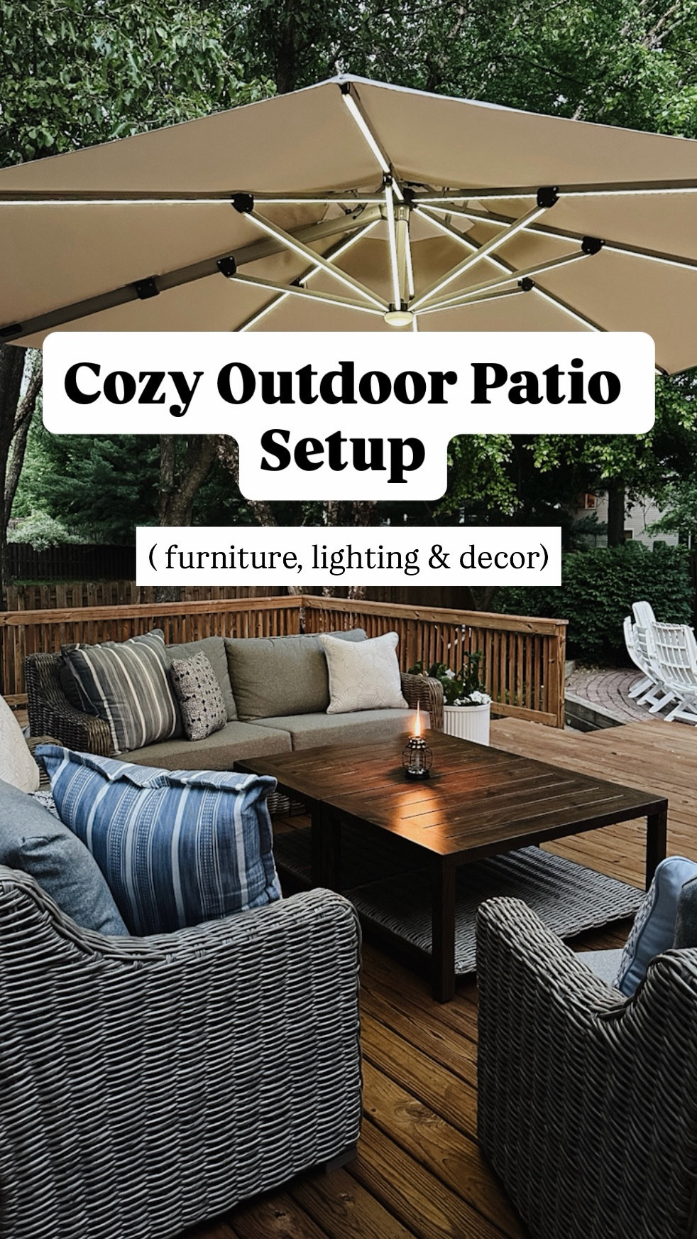 Turn a worn deck into a cozy outdoor living space - sharing our exact patio furniture, lighting, and the simple tools we used to completely transform it. Everything is linked to recreate this warm, layered outdoor setup for spring and summer nights.




outdoor patio furniture set, cozy outdoor patio ideas, outdoor living space decor, patio lighting ideas outdoor, outdoor umbrella with lights, outdoor rug patio setup, outdoor side table patio, patio decor ideas cozy, backyard patio makeover, deck makeover ideas, best outdoor furniture affordable, power washer for deck, deck stain and sealer, outdoor entertaining space


#LTKHome #LTKSeasonal