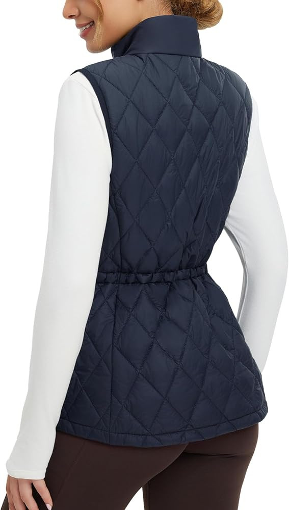baleaf Women's Puffer Drawstring Vest Lightweight Winter Warm Stand Collar Quilted Golf Vests Wat... | Amazon (US)