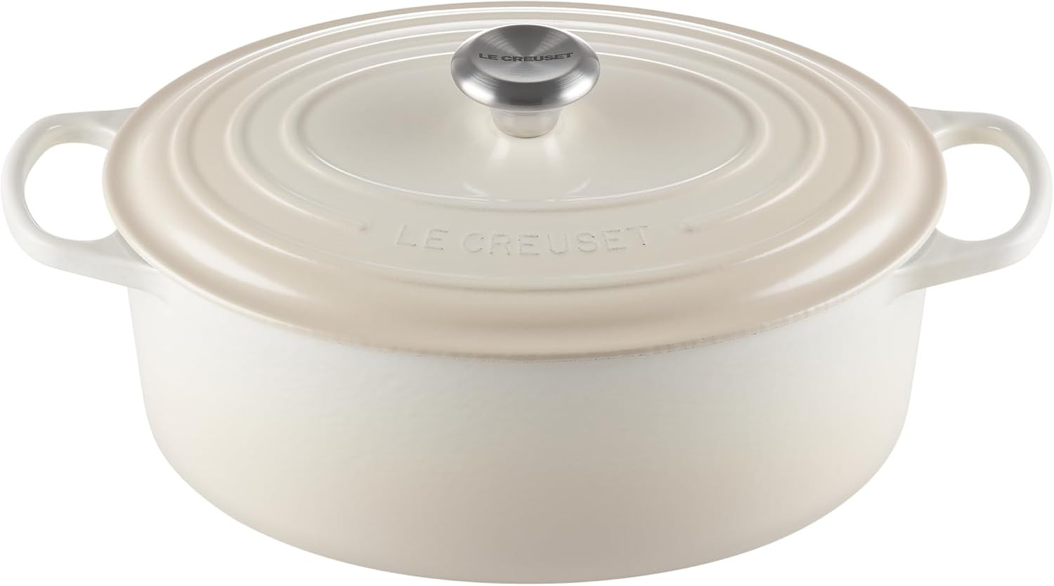 Le Creuset Signature Enamelled Cast Iron Oval Casserole Dish With Lid, 31 cm, 6.3 Litre, Meringue, 21178317164430 | Amazon (UK)