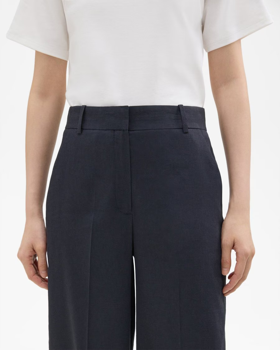 High-Waist Wide-Leg Pant in Good Linen | Theory