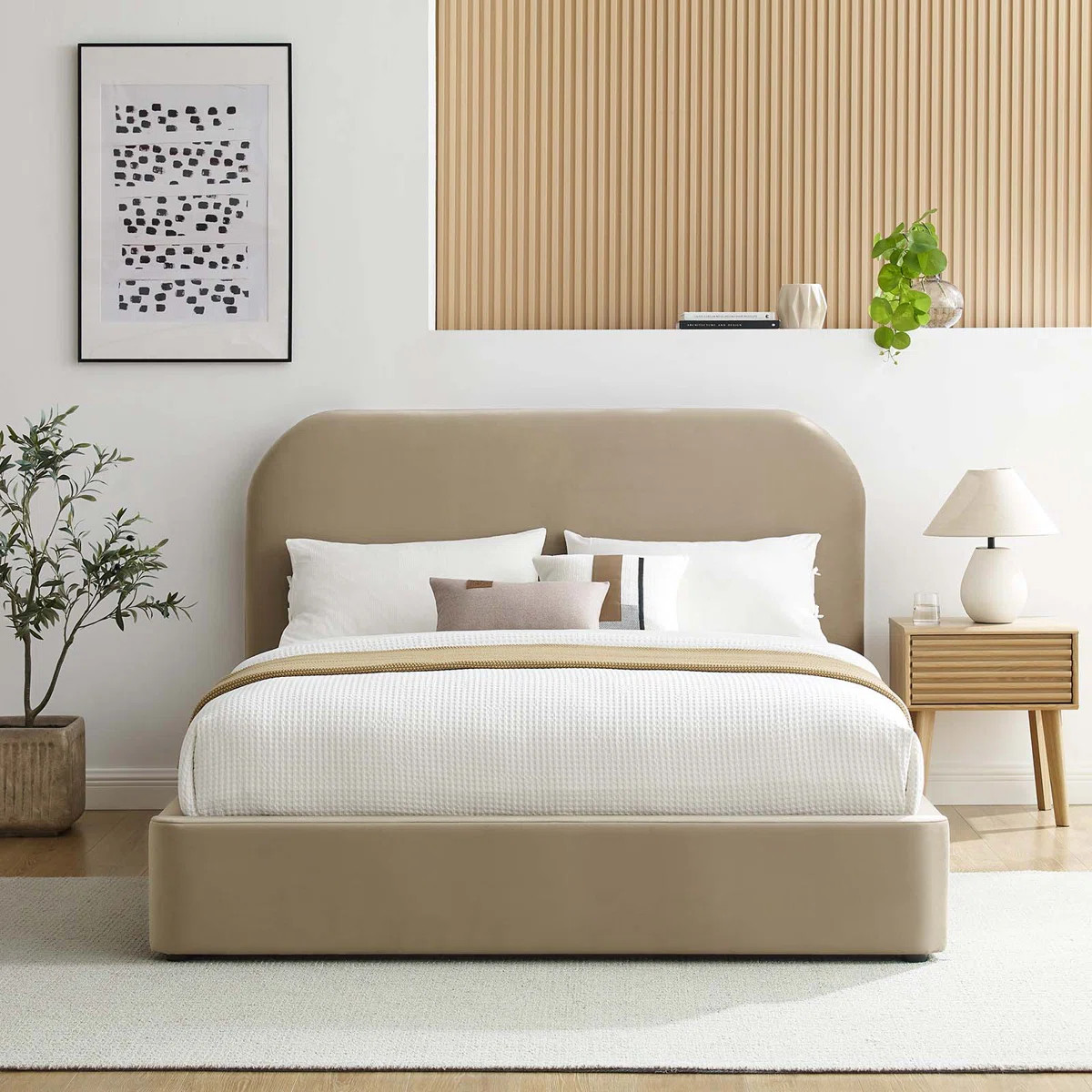 Keynote Upholstered Fabric Curved Platform Bed | Wayfair North America