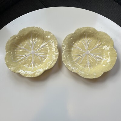 Pair of Bordallo Pinheiro Portugal Yellow Cabbage Luncheon Plates 9 1/4" Salad  | eBay | eBay US