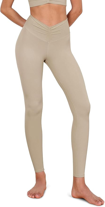 ODODOS High Waist Ruched Leggings for Women 25" / 28" Buttery Soft Crossover Yoga Pants | Amazon (US)