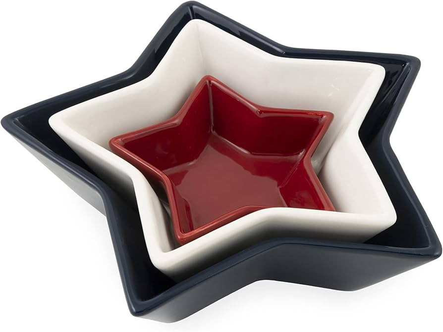 Boston International Ceramic Nesting Prep Bowls, 3 Sizes, One Flag One Nation | Amazon (US)