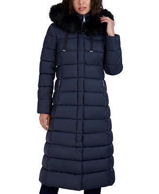 Tahari Women's Faux-Fur-Trim Hooded Maxi Puffer Coat & Reviews - Coats & Jackets - Women - Macy's | Macys (US)