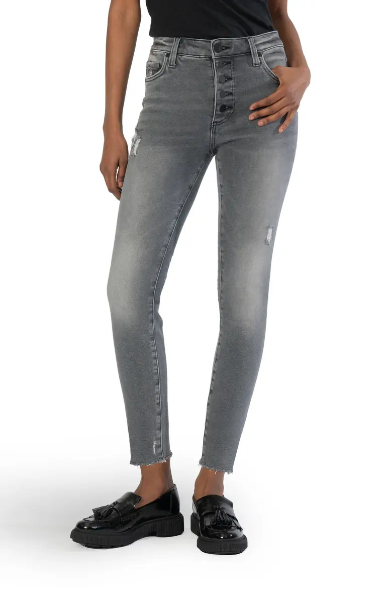 Donna Fab Ab High Waist Frayed Ankle Skinny Jeans | Nordstrom