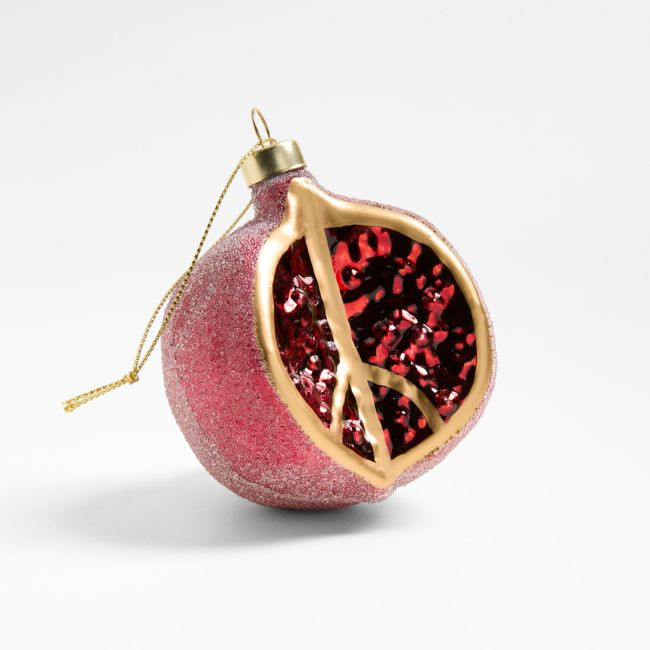 Glass Pomegranate Fruit Christmas Ornament | Crate & Barrel