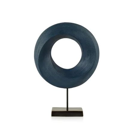Blue Porcelain Round Twist Sculpture  On Stand | Wayfair North America