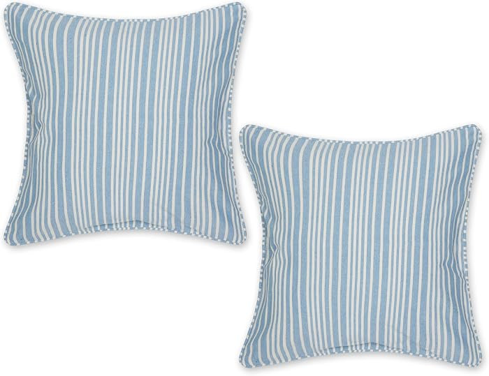 DII Throw Pillow Cover Collection, Recycled Cotton, Hidden Zipper, 18x18, Chambray Stripe, Bright... | Amazon (US)