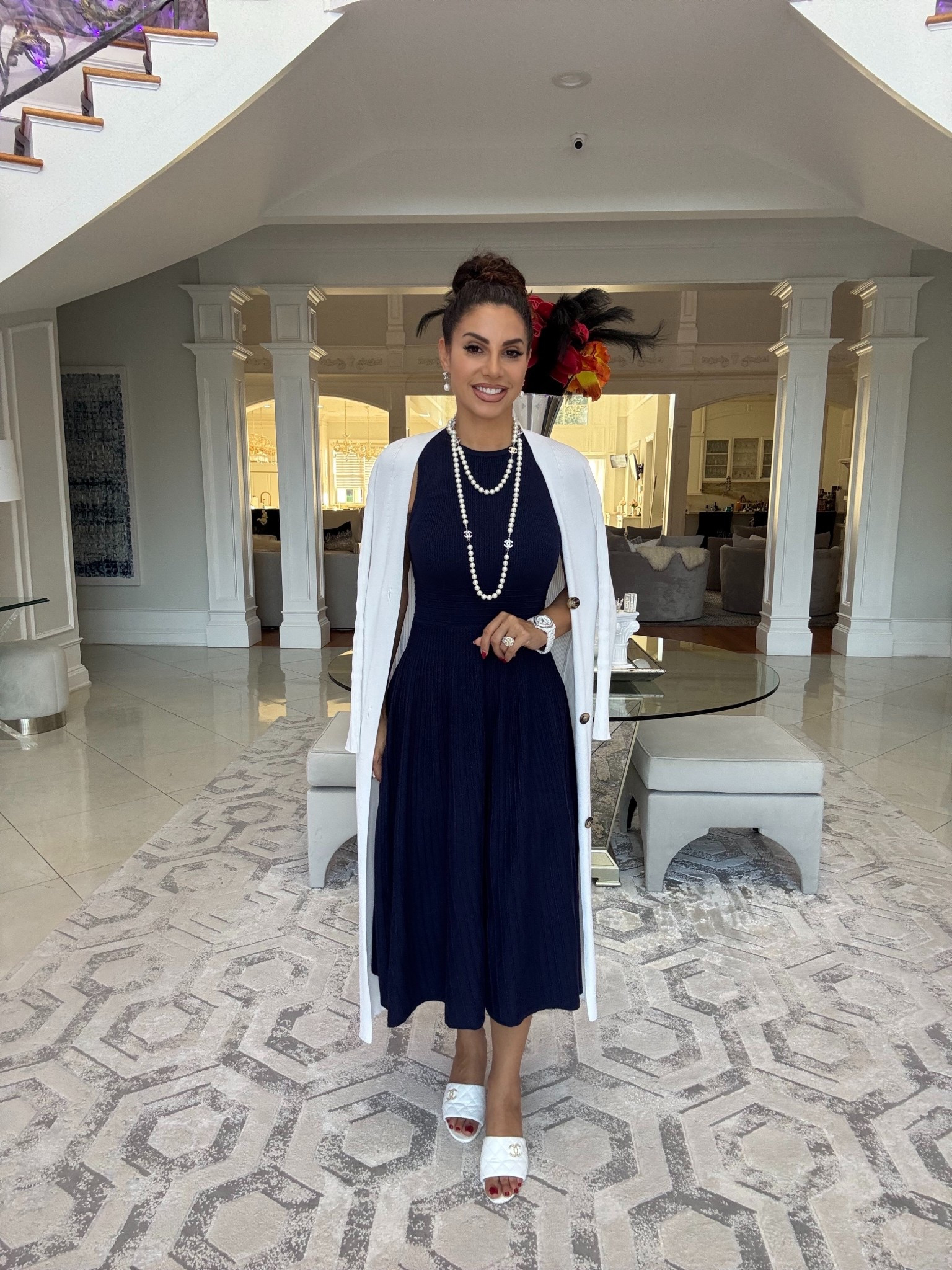 Sunday chic 
My pearls earrings and sandals are all by Chanel and cannot be linked. I will link dupe options from Amazon. . 