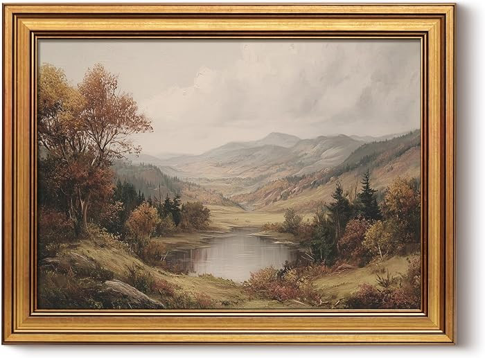 WHASAYART Gold Framed Canvas Wall Art, Fall Mountain Landscape, 12x16 Inch | Amazon (US)