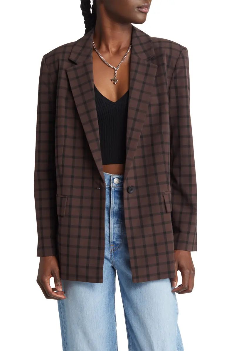 Open Edit Relaxed Fit Plaid Blazer | Nordstrom | Nordstrom