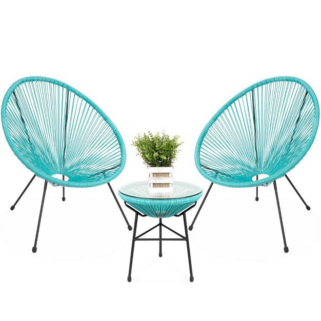 Best Choice Products 3-Piece All-Weather Patio Acapulco-Style Bistro Furniture Set w/ Rope, Glass... | Target