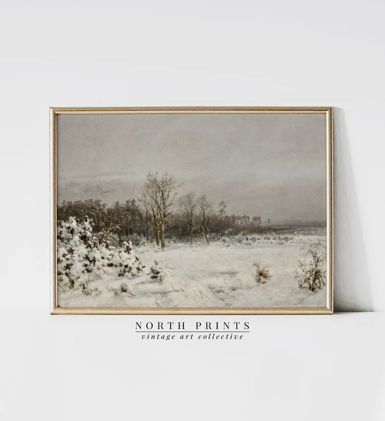 PRINTABLE Vintage Winter Landscape Painting Moody Country - Etsy | Etsy (US)