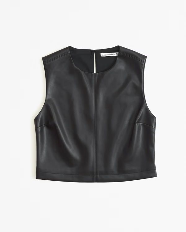Cropped Vegan Leather Set Top | Abercrombie & Fitch (US)