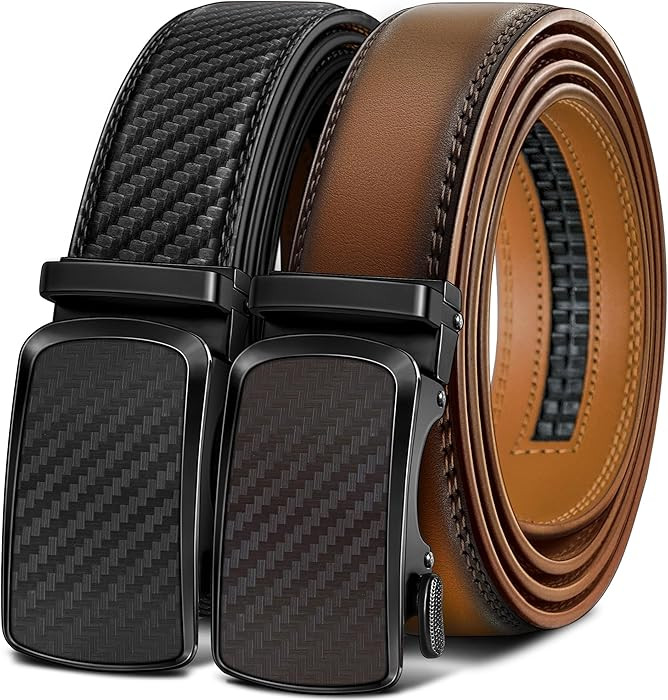 BULLIANT Men's Ratchet Belt 2 Pack-Click Leather Belt Adjustable for Men Gift 1 3/8-Cut for Perfe... | Amazon (US)
