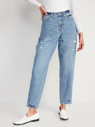 Extra High-Waisted Ripped Non-Stretch Balloon Jeans for Women | Old Navy (US)