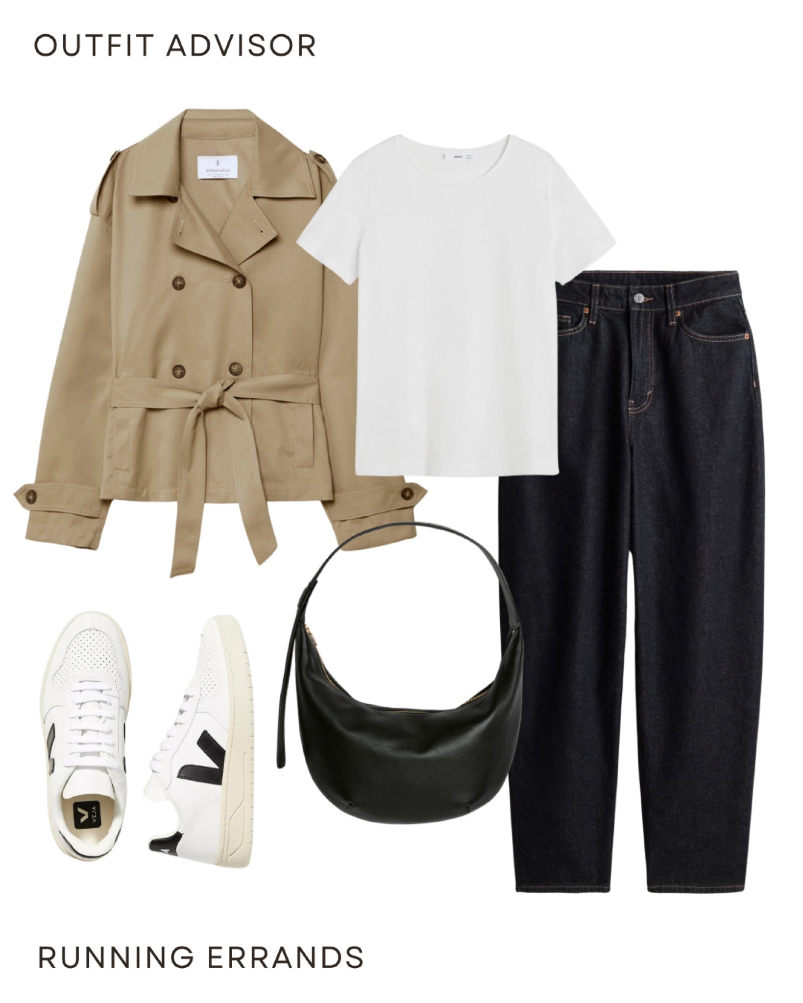 Casual neutral outfit inspo: a cropped trench coat, white tee, barrel jeans, veja sneakers and a hobo bag

#LTKshoes #LTKworkwear #LTKstyletip