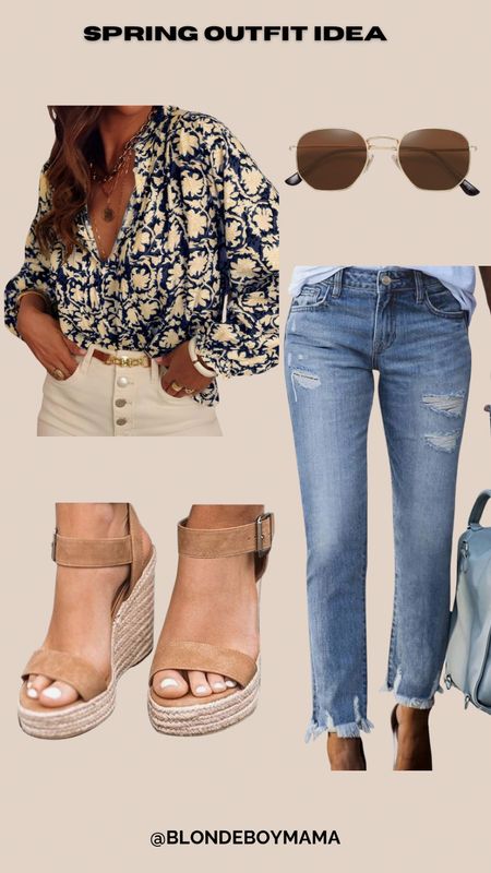 Spring outfit idea.
Floral blouse | jeans | wedges 


#LTKsalealert #LTKSpringSale #LTKfindsunder100