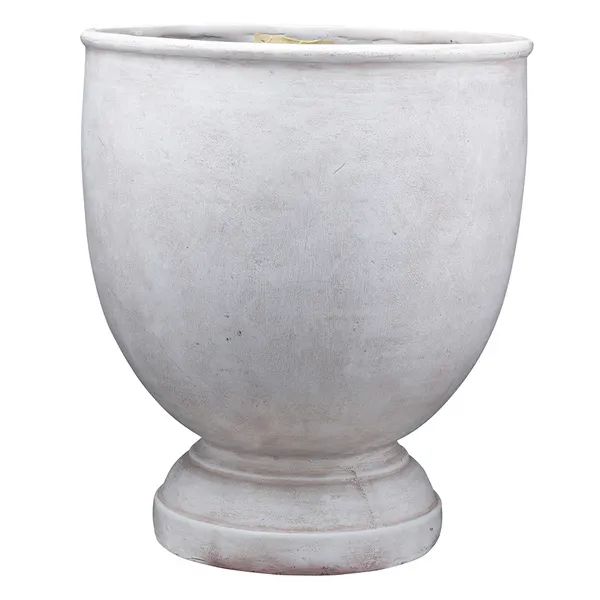 16 in. Wilton Large White Stone Resin Urn Planter (16 in. D x 18 in. H) With Drainage Hole | The Home Depot