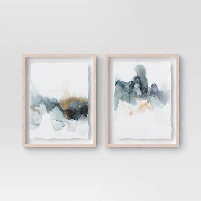 (Set of 2) 16" x 20" Blue and Gold Watercolor Framed print - Project 62™ | Target