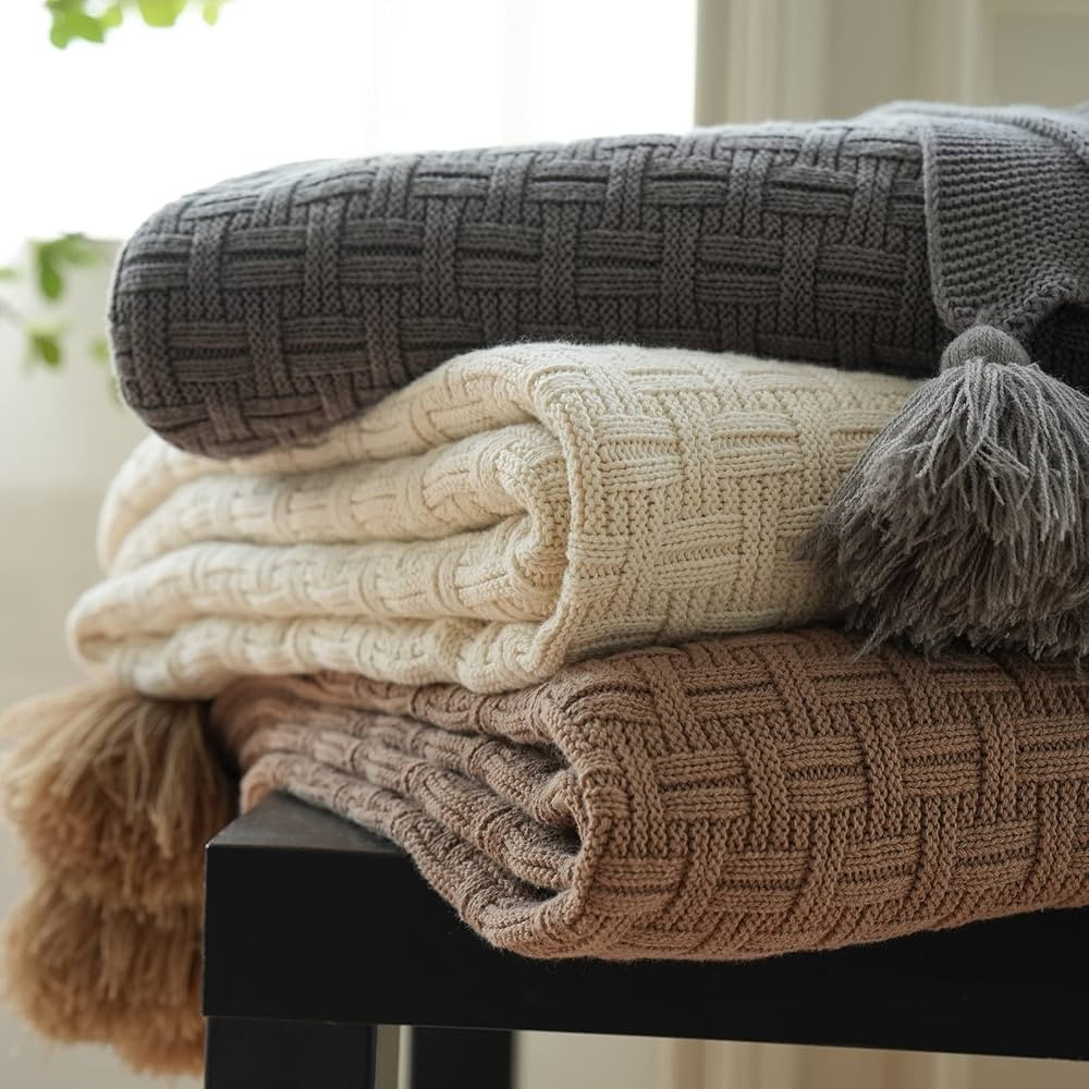 MsteaBenago Crochet Thick Tan Knitted Blanket,100% Cotton Cable Knit Throw Blanket for Chair,Bed,... | Amazon (US)