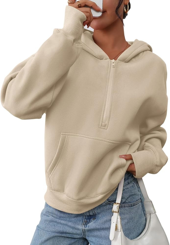 PRETTYGARDEN Women's Half Zip Up Hoodies 2025 Fall Long Sleeve Cropped Pullover Oversized Sweatsh... | Amazon (US)