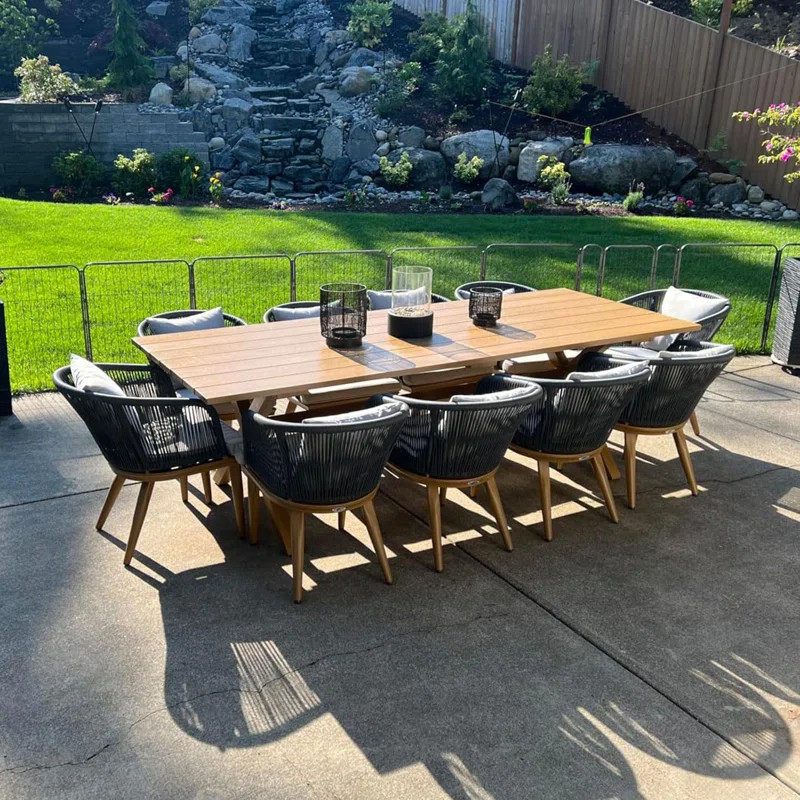 Braylin 10-Person Wicker Patio Dining Set with Rectangular Table | Wayfair North America