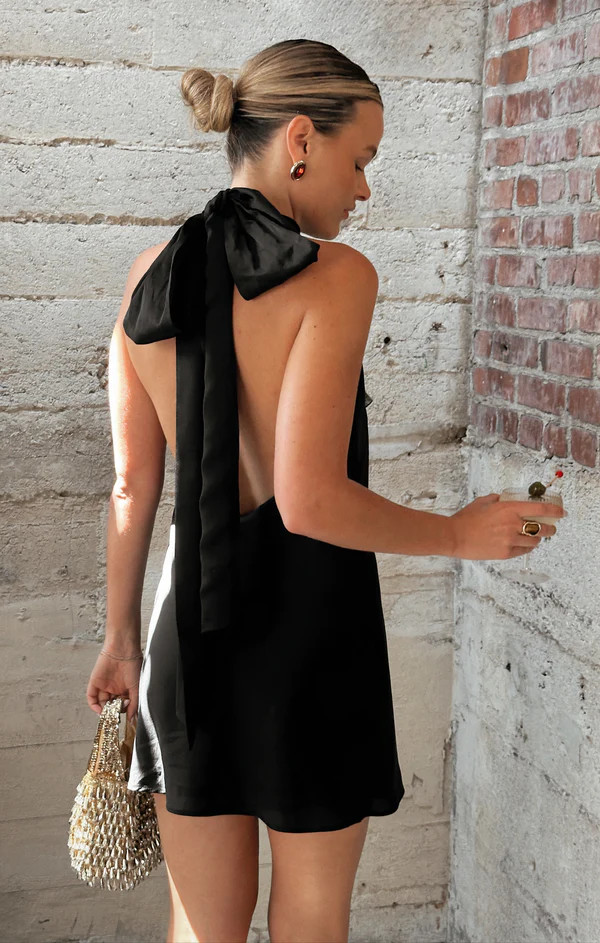 Lisa Mini Dress ~ Black Luxe Satin | Show Me Your Mumu