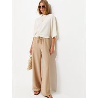 Women's Stone Woven Drawstring Wide Leg Trousers New Look | New Look (UK)
