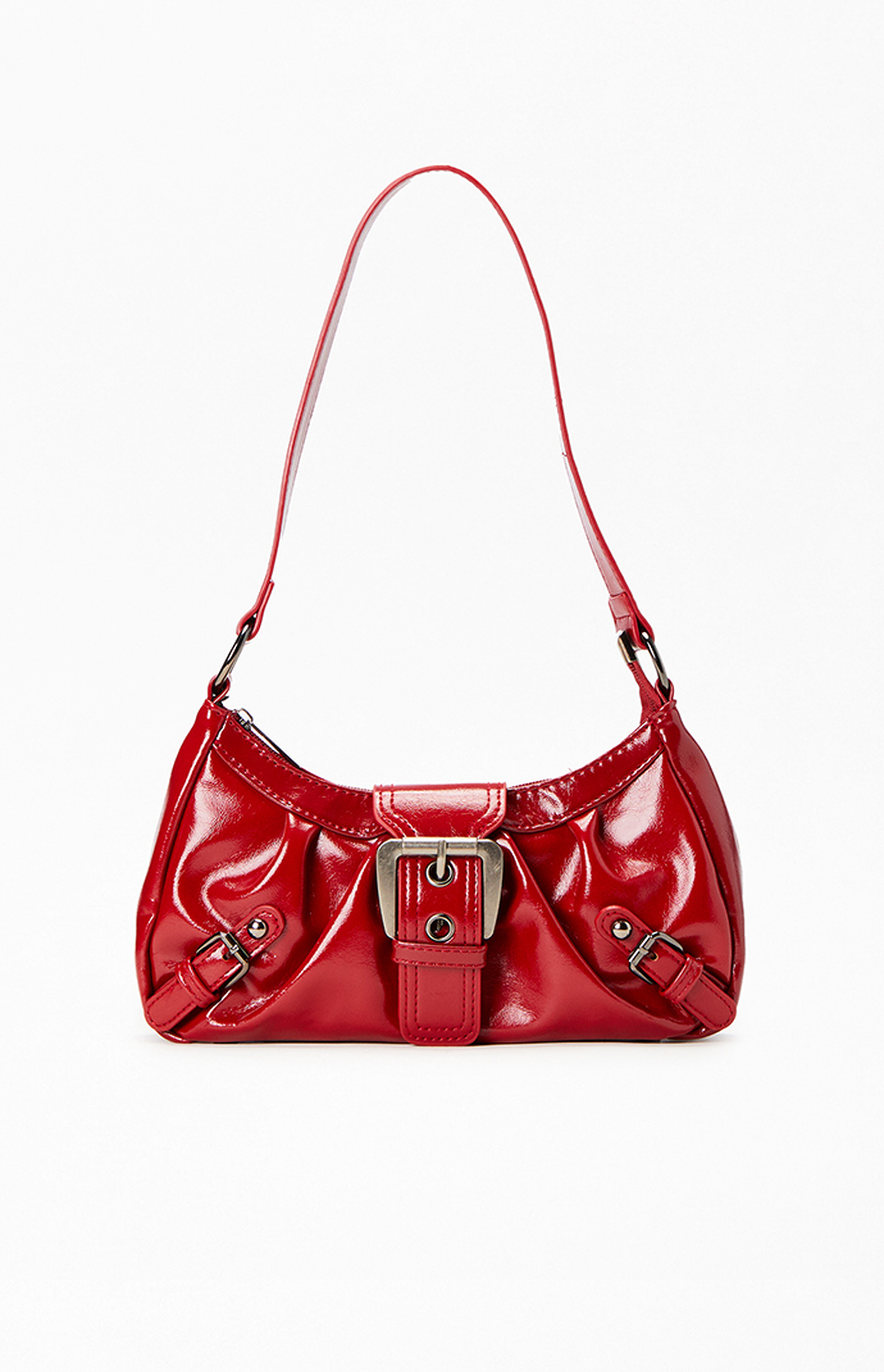 PacSun Red Faux Leather Front Buckle Shoulder Bag | PacSun