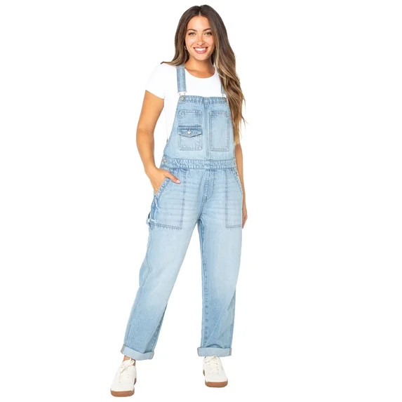 Celebrity Pink Women's Boyfriend Cuffed Denim Overall, Sizes XS-XXXL | Walmart (US)