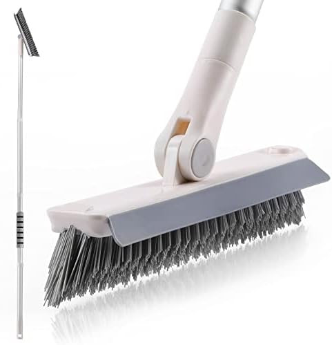 Amazon.com: 2 in 1 Floor Scrub Brush with 54'' Long Handle, Grout Brush Stiff Bristle with Squeeg... | Amazon (US)