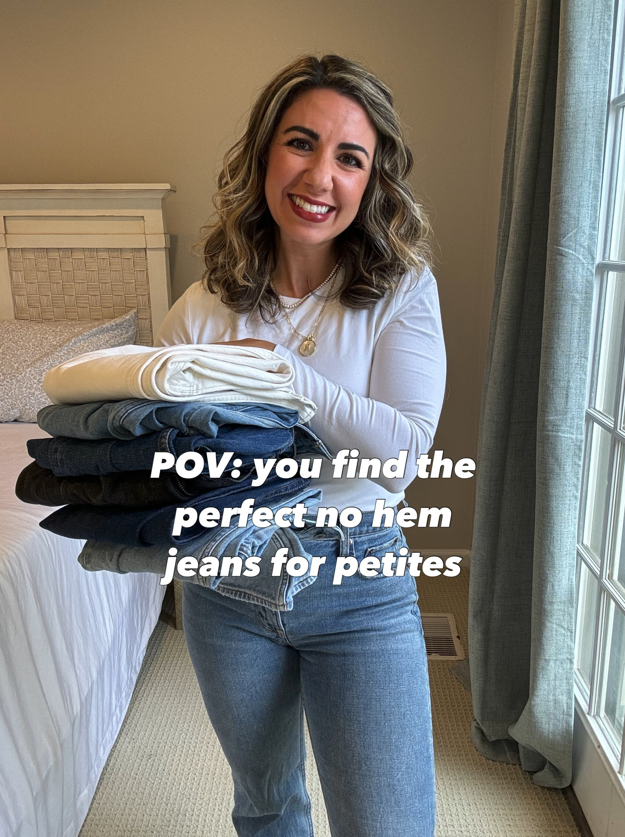 The perfect no hem jeans for petites! I obviously love these jeans! I have 27 short and 28 short in this style and love them both! Use code AFLTK for the sale price! The long sleeve tee is a medium. #LTKFallSale 

#LTKSaleAlert #LTKFindsUnder100
