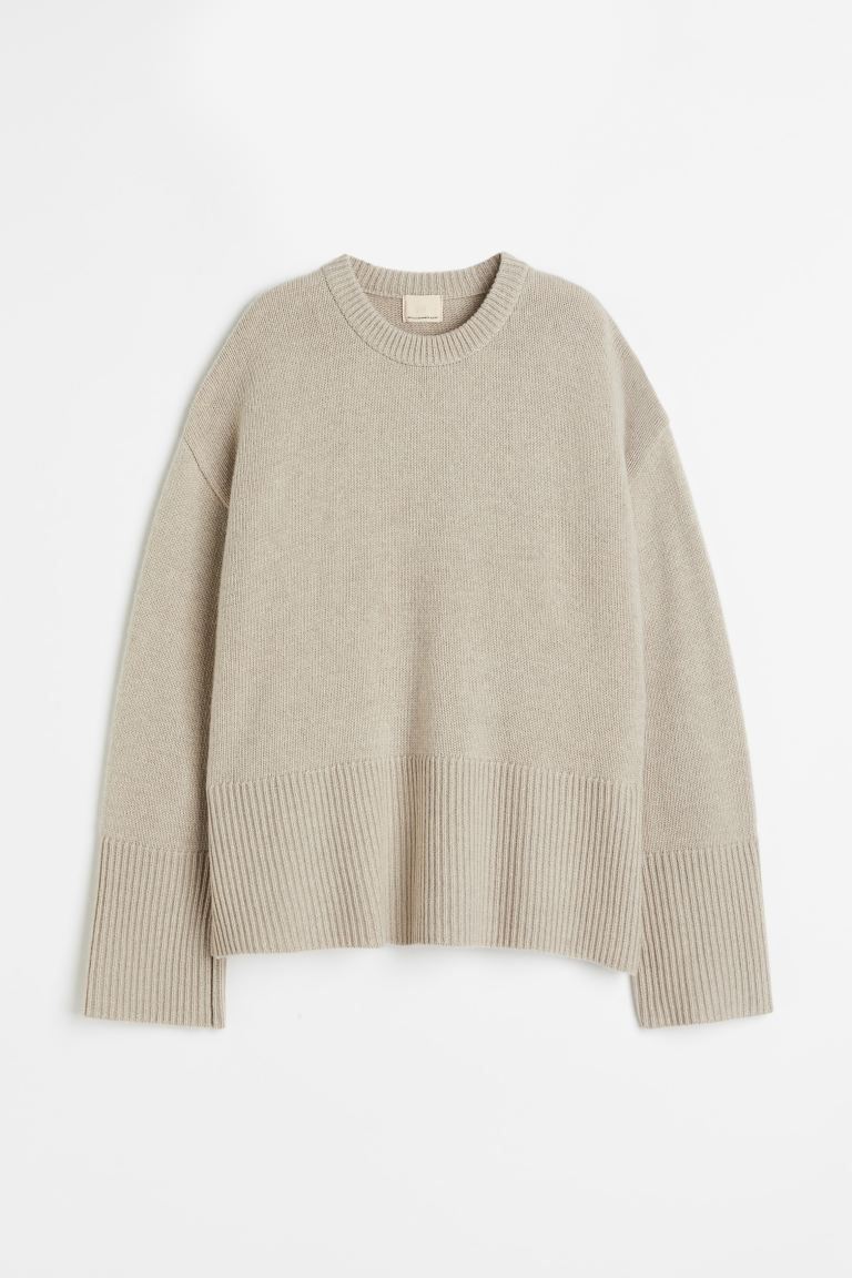 Cashmere-blend jumper - Beige - Ladies | H&M GB | H&M (UK, MY, IN, SG, PH, TW, HK)